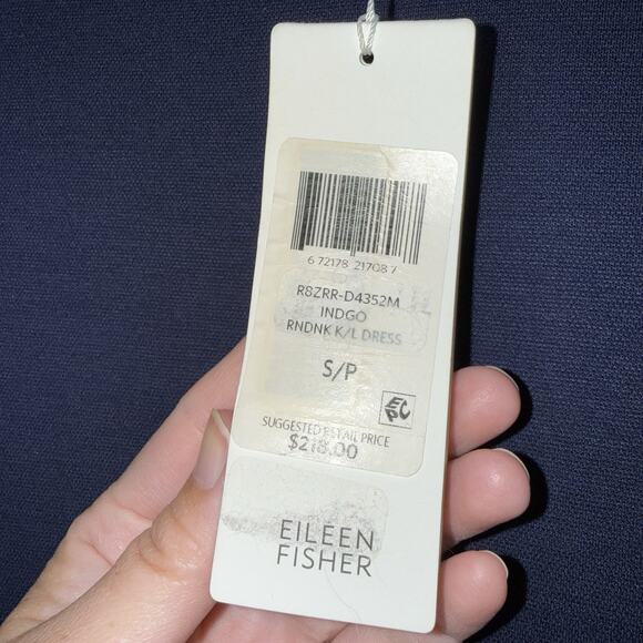 Eileen Fisher Women’s Fluid Tencel Knit Tank Dress Navy Blue Size Small NWT - Picture 5 of 6